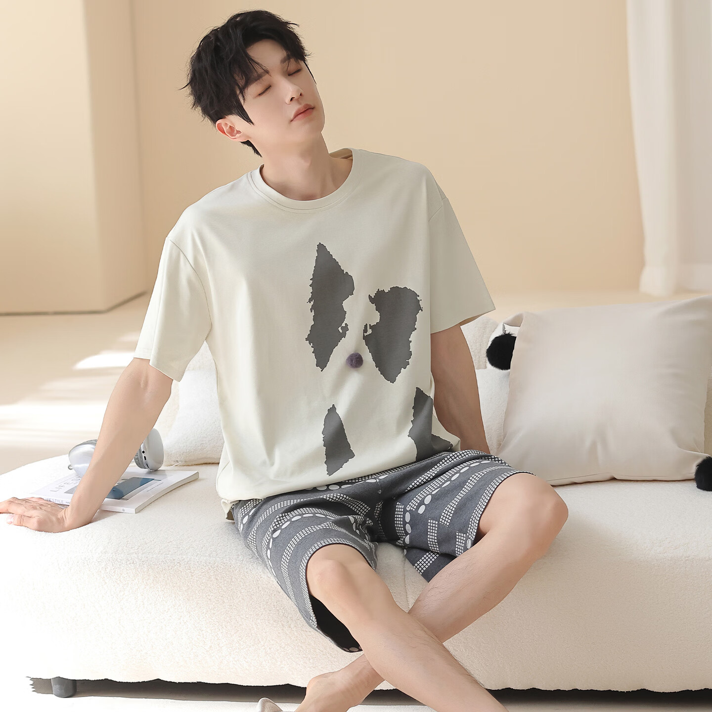 雅鹿 男士睡衣套装 纯棉短袖+短裤家居服 100%新疆棉 11款任选 39.75元