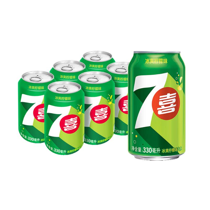 七喜 百事可乐七喜7UP 柠檬味 碳酸饮料汽水 330ml*6听胖罐 7喜 6.9元（需用券