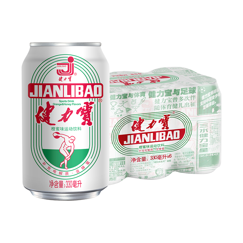 微信小程序：健力宝 经典1984白罐 罐装饮料 330ml 6罐 橙蜜味 5.69元（需凑单