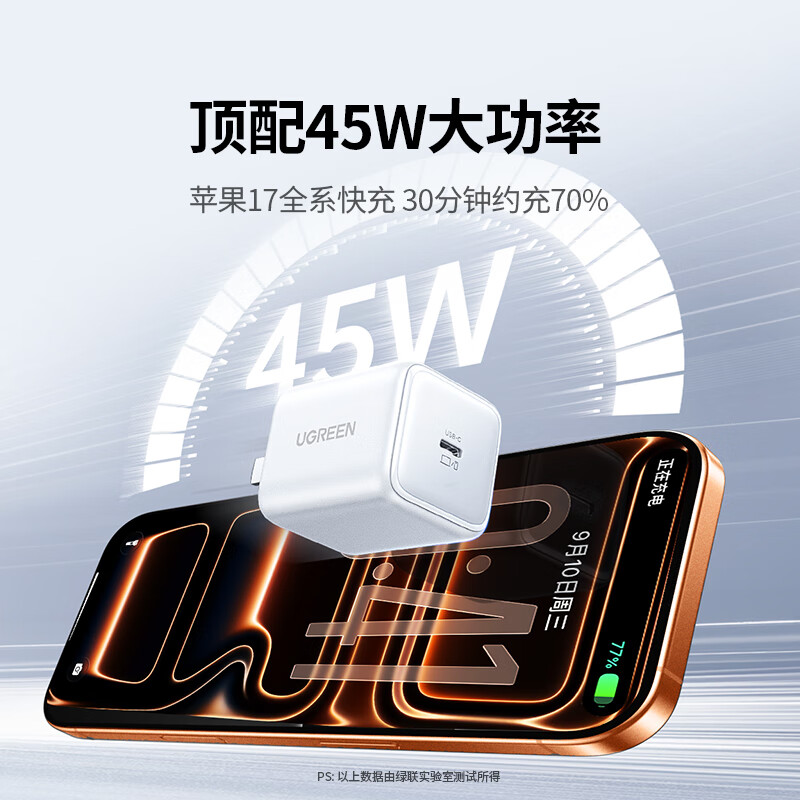 绿联 45W氮化镓充电器 Type 40.02元