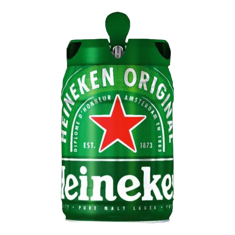 PLUS会员、需首购：Heineken 喜力 铁金刚 啤酒 5L*1桶 赠香槟瓶啤酒1.5L+星银500m*