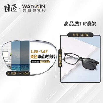 winsee 万新 1.60智能变色镜片（附带原厂包装）+多款镜架可选 ￥359