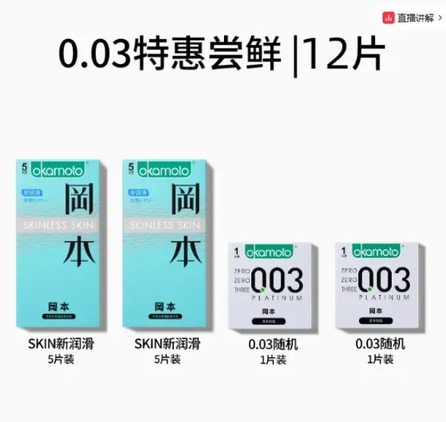 官旗发货！Okamoto 冈本 Skin系列 超 润 滑激薄避孕套12只 ￥19.9