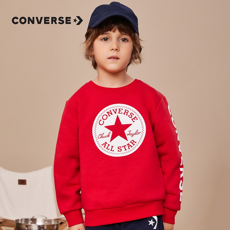 移动端、京东百亿补贴：CONVERSE 匡威 童装男童春秋毛圈卫衣儿童圆领套头上