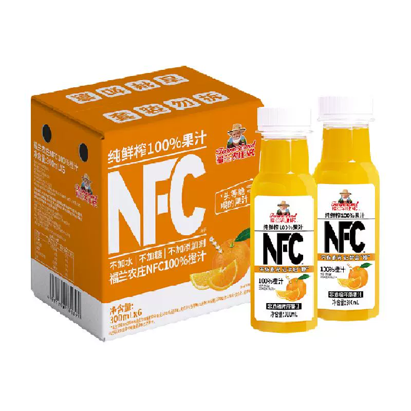 Farmerland 福兰农庄 NFC100%橙汁 300ml*6瓶 ￥13.9