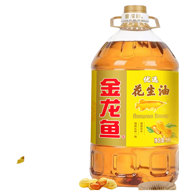 金龙鱼 优选花生油5L物理压榨一级浓香食用油家用炒菜植物油大桶装 ￥69.9