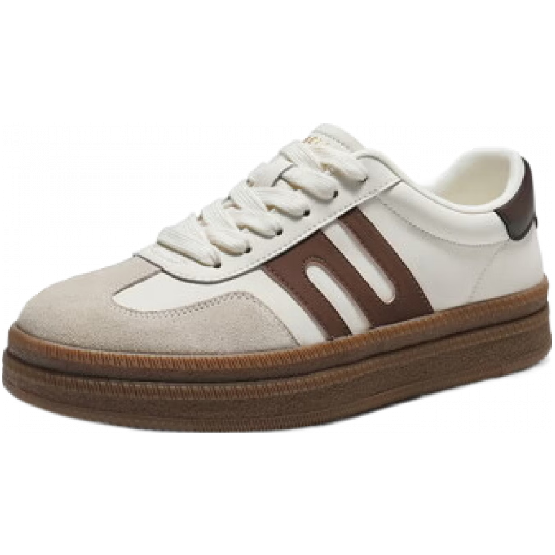 百丽 复古德训鞋 男士休闲板鞋 白/灰/棕 38 479元（需用券）