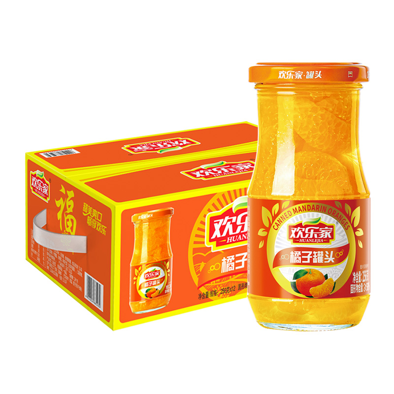 欢乐家 糖水橘子罐头礼盒 256g*12瓶 34.32元
