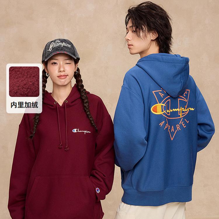 年货大集：Champion 【新年穿搭】明星同款加绒连帽男女同款宽松卫衣 284元