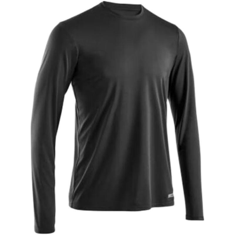 迪卡侬 防晒速干衣男夏季运动跑步打底T恤白色长袖上衣 经典黑 59.9元