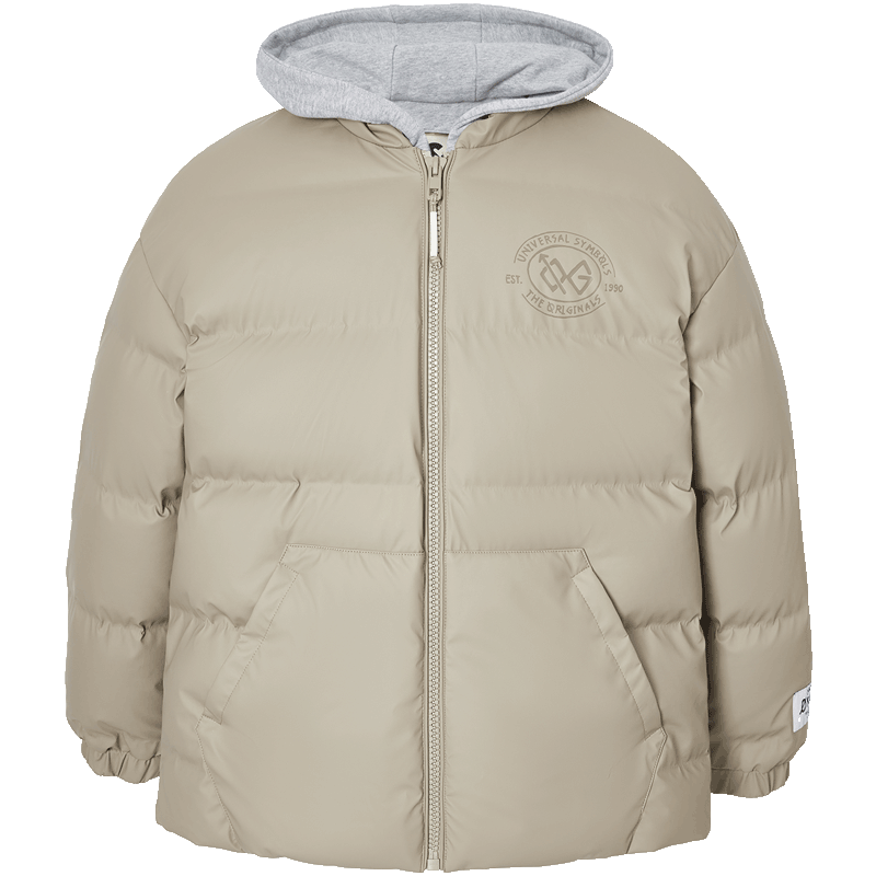 杰克·琼斯（JACK&JONES）男装秋冬季保暖宽松百搭撞色可拆卸连帽羽绒服外套