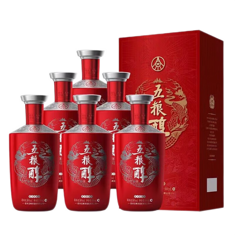 PLUS会员: 五粮液股份 五粮醇红装 浓香型白酒 50度500mL*6瓶 295.31元包邮（需用