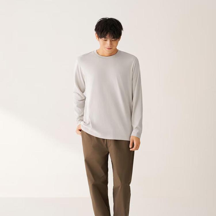 無印良品 MUJI 无印良品 男式棉混长袖T恤 50元