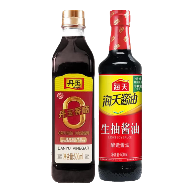 海天 调味组合 生抽酱油500ml+0添加香醋500ml 8.91元包邮（需试用）