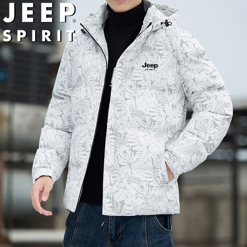 JEEP SPIRIT 吉普棉服男秋冬棉衣外套加厚面包服宽松运动情侣棉袄子 白色 XL 13