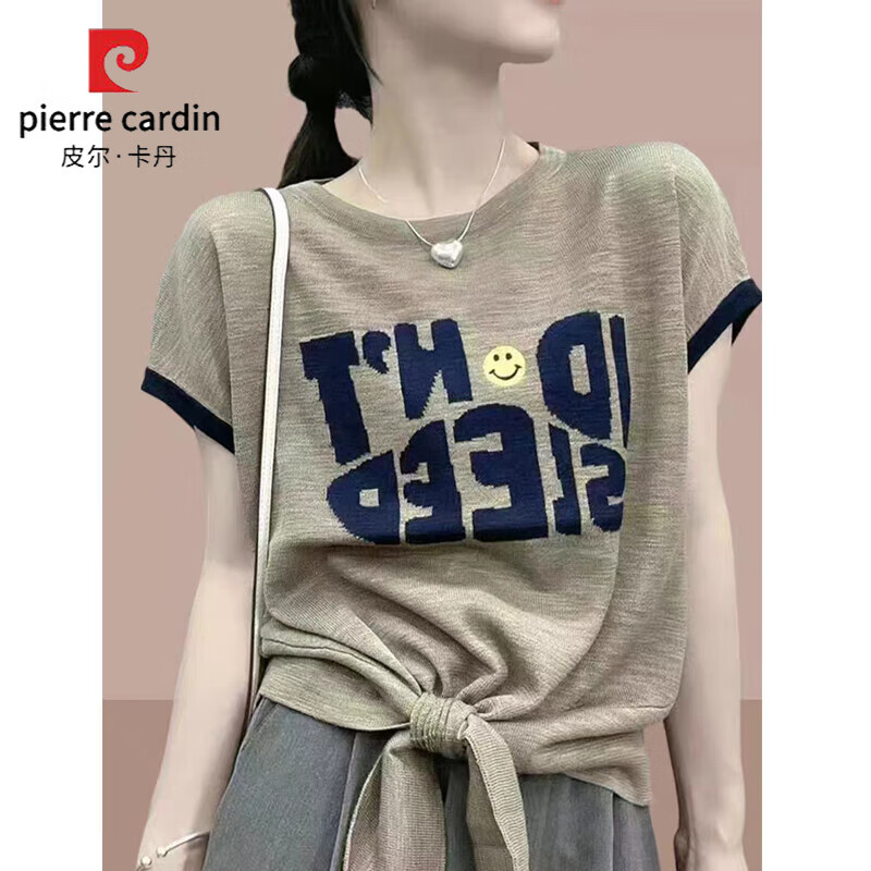 皮尔·卡丹 皮尔卡丹（pierre cardin）夏季短袖t恤女装2023新款宽松显瘦时尚针