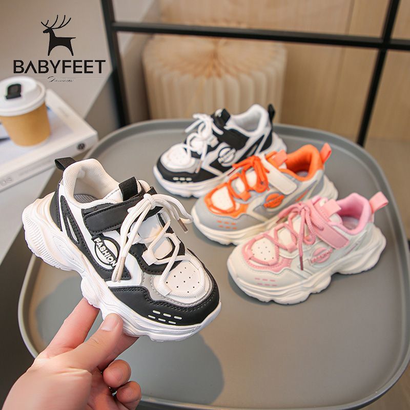 百亿补贴：Babyfeet 宝贝小脚丫 女童运动鞋2024春秋新款儿童透气老爹网面鞋