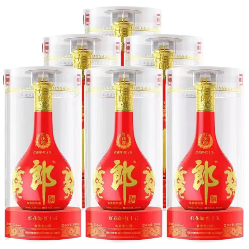 再降价、百亿补贴、PLUS会员：郎酒红花郎15 酱香型白酒 53度 500ml*6瓶 非原箱