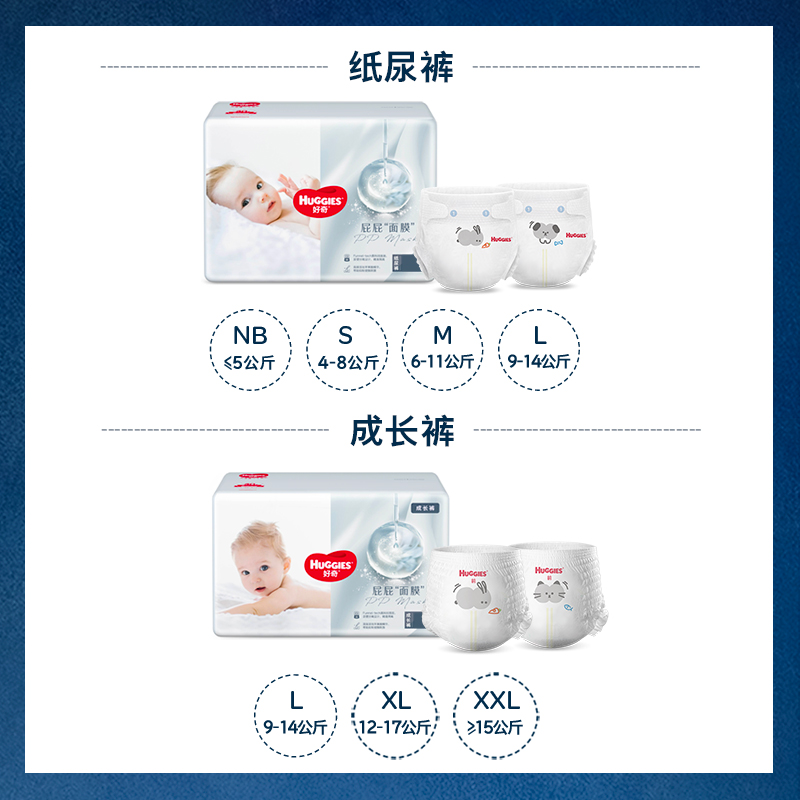 HUGGIES 好奇 拉拉裤纸尿裤mini装屁屁面膜NB24/S22/M18/L13/XL12尿不湿 49.31元