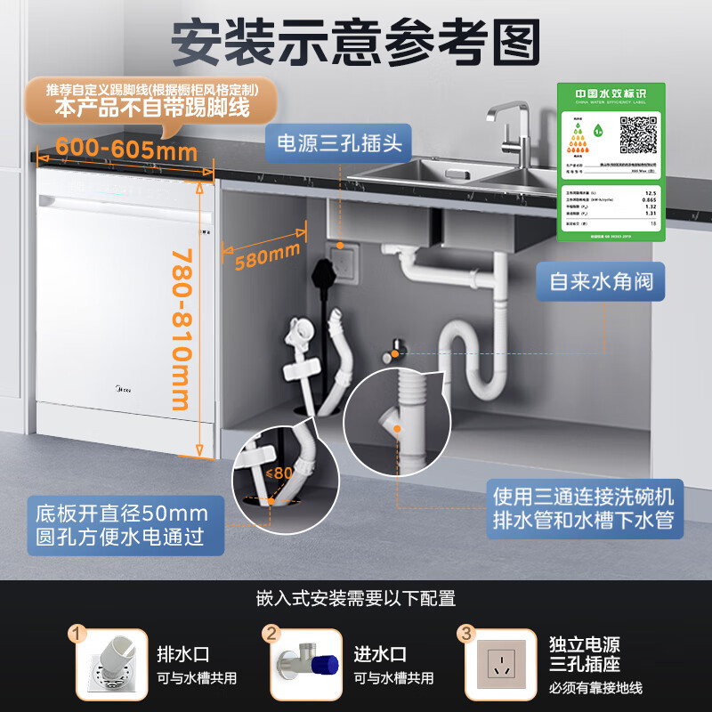 今日必买：美的 晶焰万向 X6S Max 嵌入式洗碗机 18套 白 2753.99元（需用券）