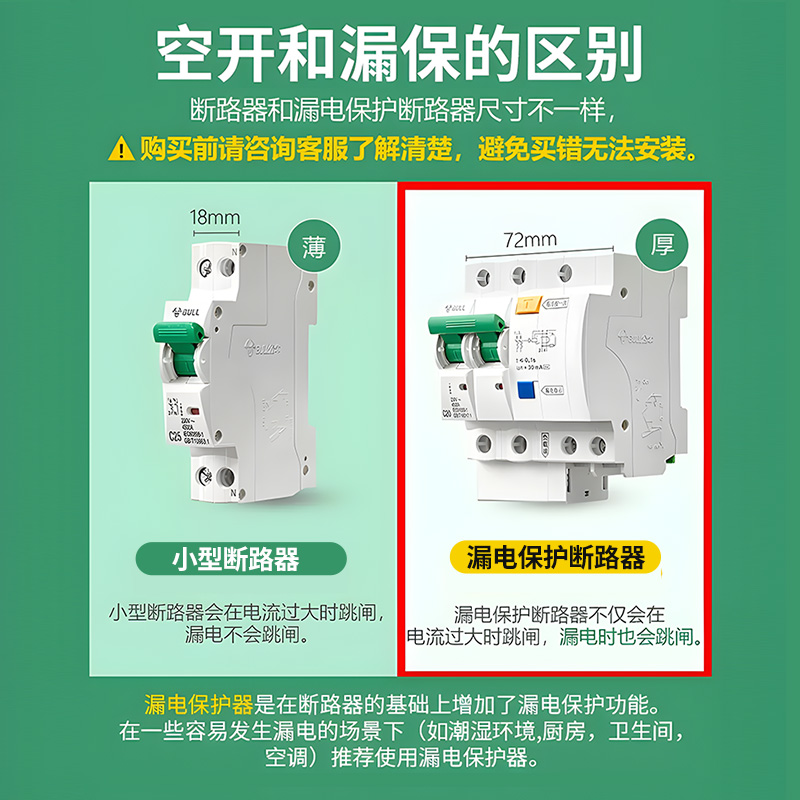 公牛 空气开关带漏电保护器总开关1P+n 2p63a三相总闸空调断路器 33.32元