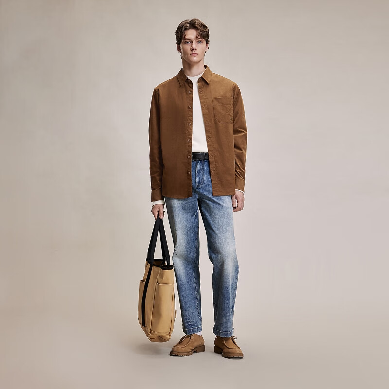 PLUS会员：JACK&JONES 杰克琼斯 秋季灯芯绒休闲长袖衬衫式外套 209.31元（需