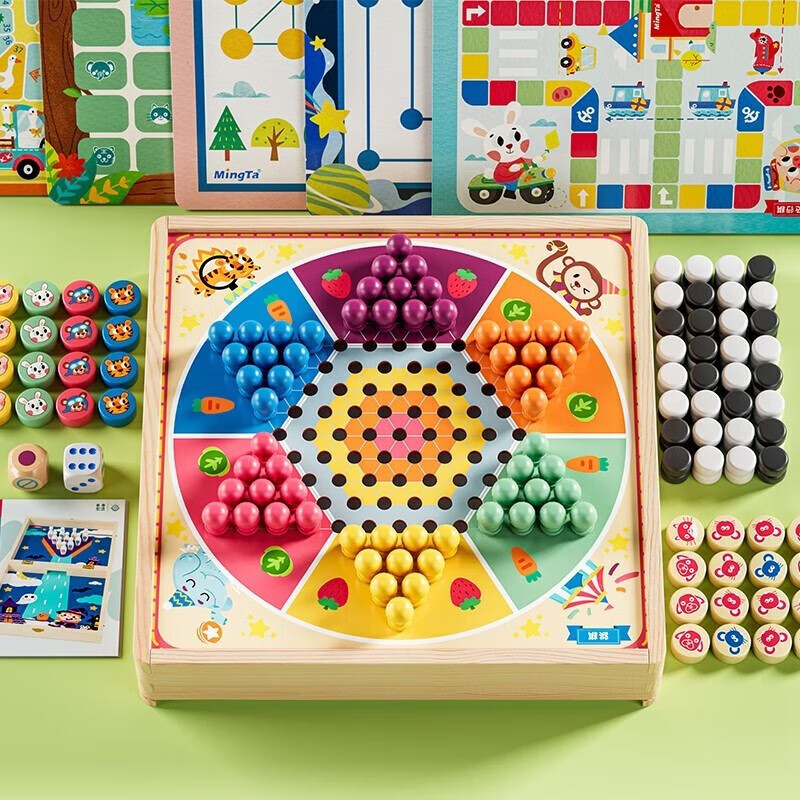 有券的上：MingTa 铭塔 实木棋盘可收纳+12种玩法 33.99元（需用券）