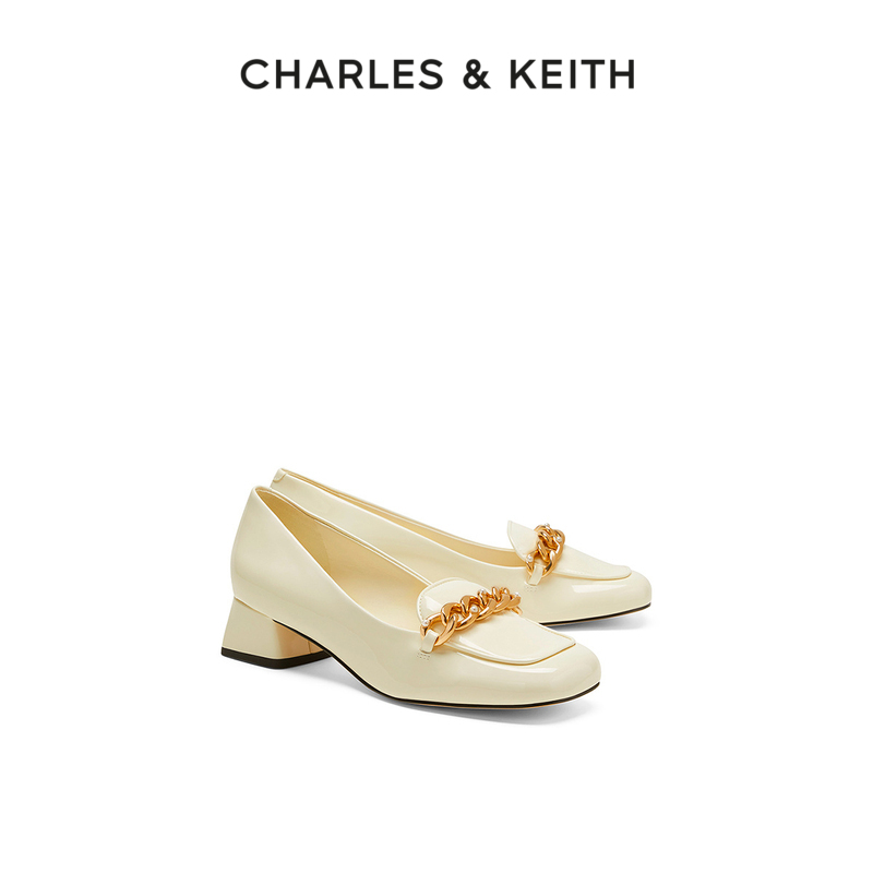 CHARLES & KEITH CHARLES&KEITH春夏女鞋CK1-60361424女士链条方头粗跟单鞋 159元（需用