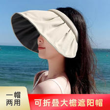 mikibobo贝壳帽防晒帽遮脸遮阳防紫外线太阳帽大檐可折叠无顶帽H 14.9元（需