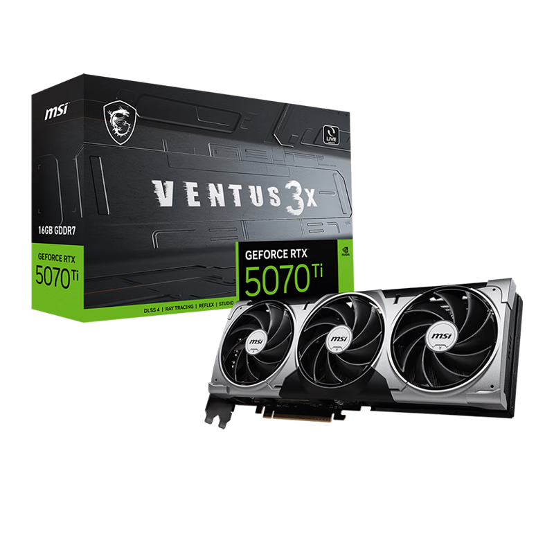 微星 万图师 GeForce RTX 5070 Ti VENTUS 3X 独立显卡 16GB 6299元