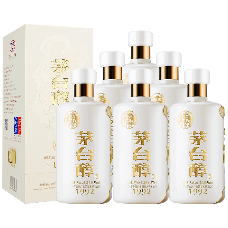 双11开门红、plus会员：茅台 茅台醇 1992 53度 酱香型白酒 500ml*6 整箱装 509.08