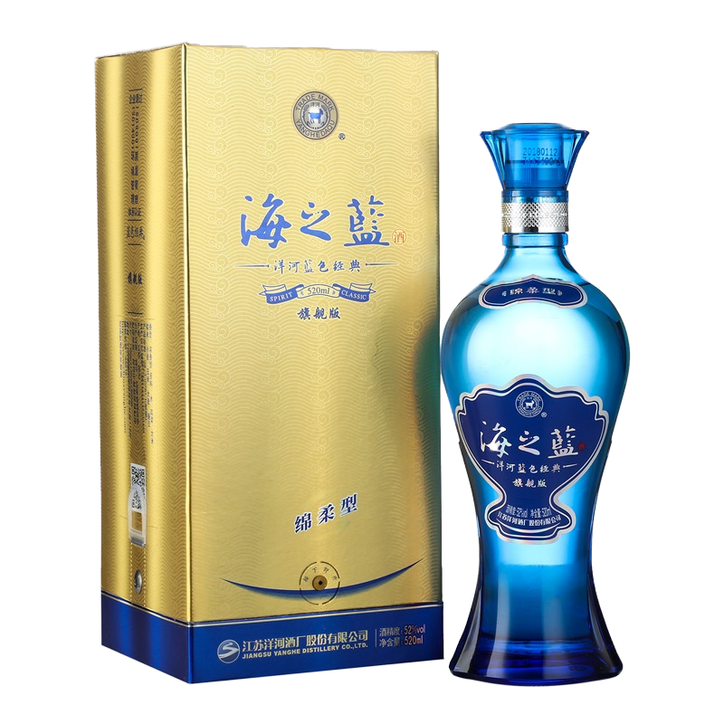 PLUS会员：洋河 蓝色经典 海之蓝 口感绵柔浓香型白酒 52度 520ml 132.12元包邮