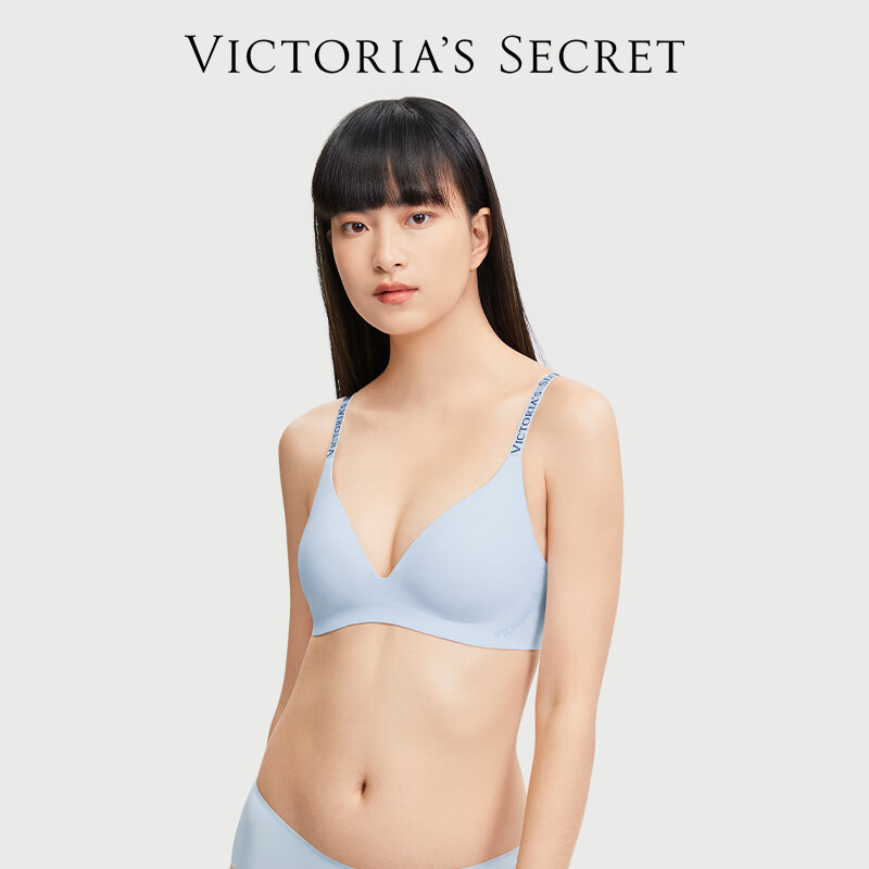 VICTORIA'S SECRET 软支撑聚拢无钢圈无痕LOGO字母肩带文胸胸罩女士内衣1 05M2天空