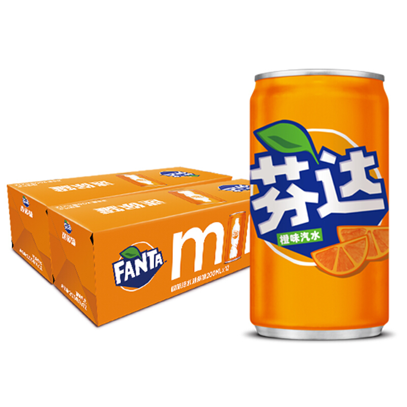 芬达 Fanta 可口可乐（Coca-Cola）芬达 Fanta 橙味 碳酸汽水饮料迷你摩登罐 200ml*