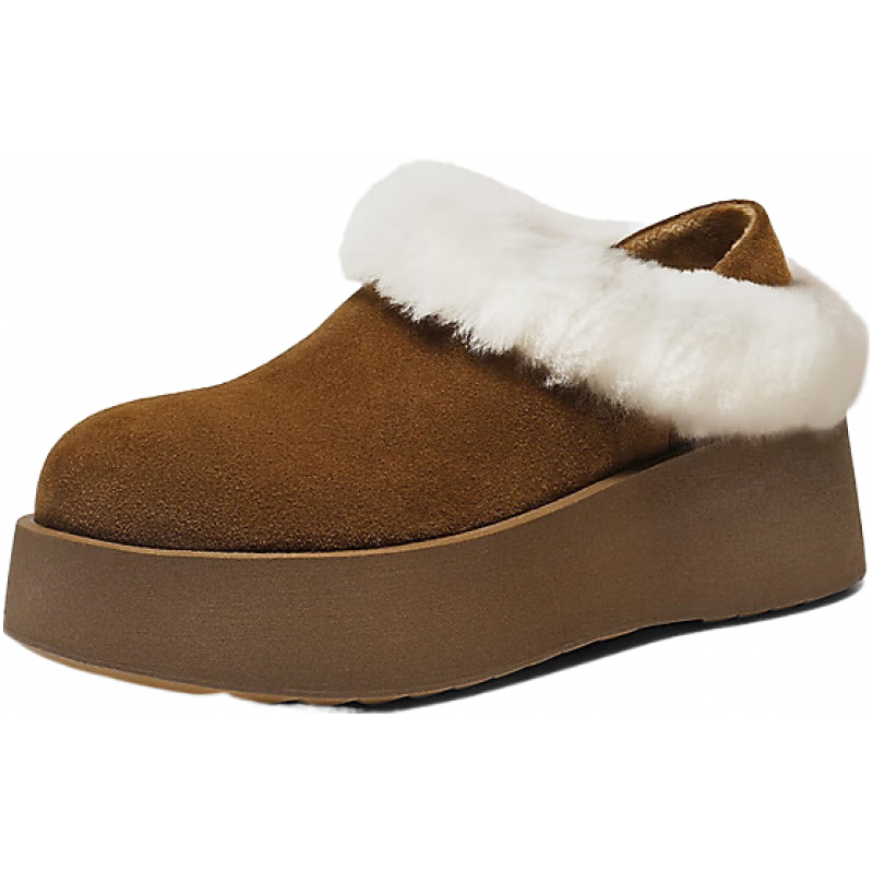 百丽 复古毛边毛毛鞋女2026春新厚底增高加毛保暖勃肯鞋B3024AM6 棕色 36 (230mm)