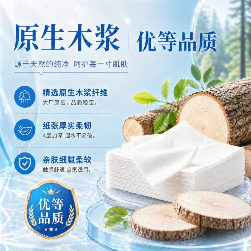 恪本 抽纸 4层加厚压花原生木浆175*130mm 3提*250抽 6.9元 - 线报酷