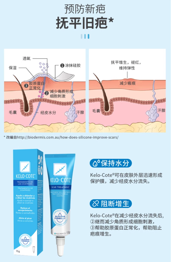 Kelo-cote 芭克 硅凝胶疤痕修复祛疤膏 15g