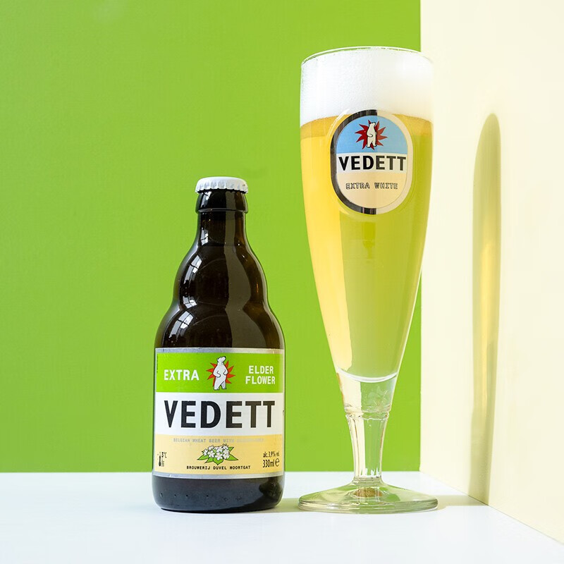 VEDETT 白熊 接骨木花精酿啤酒 330ml*6瓶+赠：岔巴小麦330*6罐 31.25元（需买3件