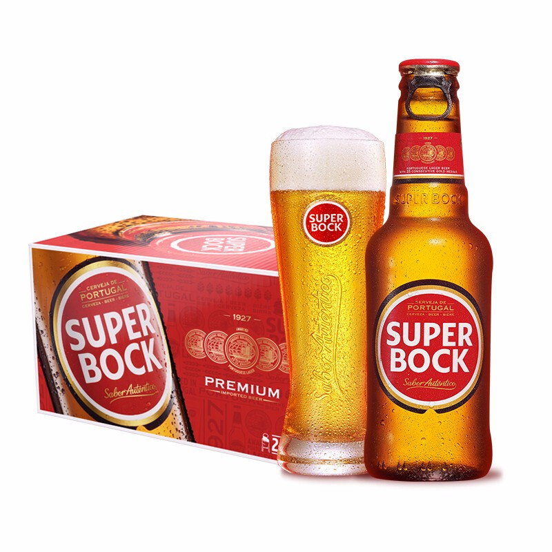 超级波克 SUPER BOCK 经典黄啤酒 进口啤酒 250ml*24瓶 送礼整箱装 葡萄牙原装 130