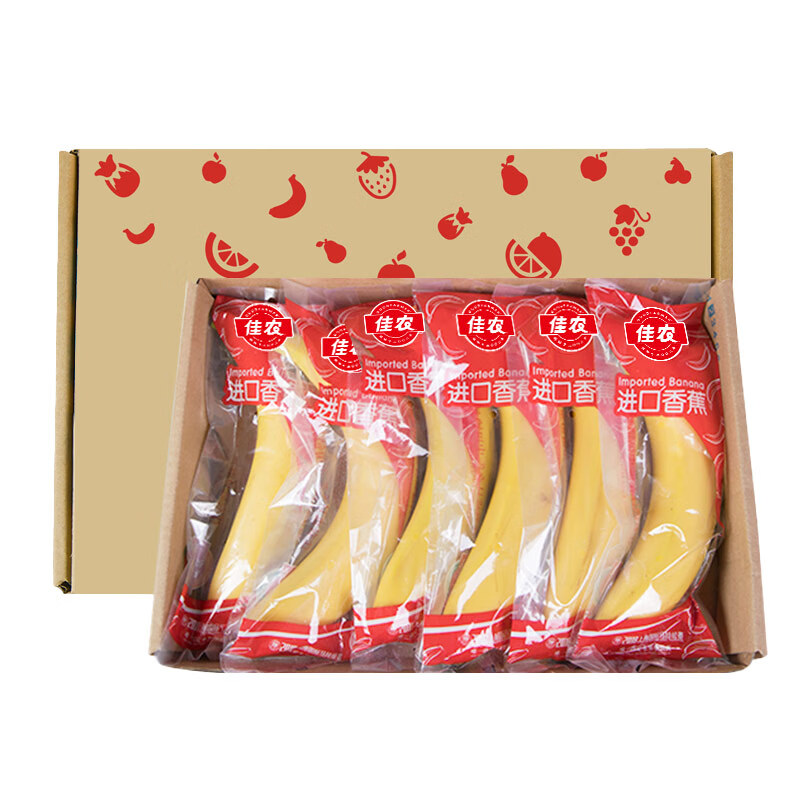 PLUS会员：佳农 进口香蕉 2kg 约10-12根 单根独立包装 单根蕉 生鲜水果 24.34元