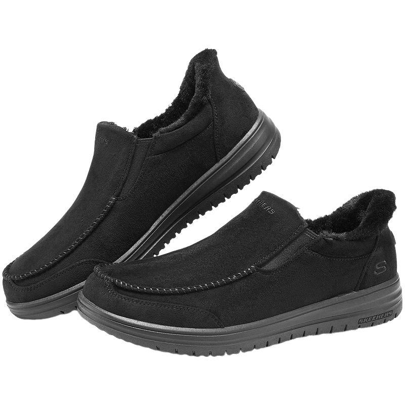 国家补贴：斯凯奇 闪穿鞋男士2025秋季加绒保暖休闲健步鞋一脚蹬乐福鞋20560