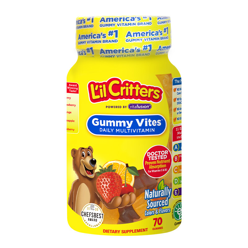 亲子会员、PLUS会员：L'il Critters 儿童复合维生素小熊软糖 70粒 47元