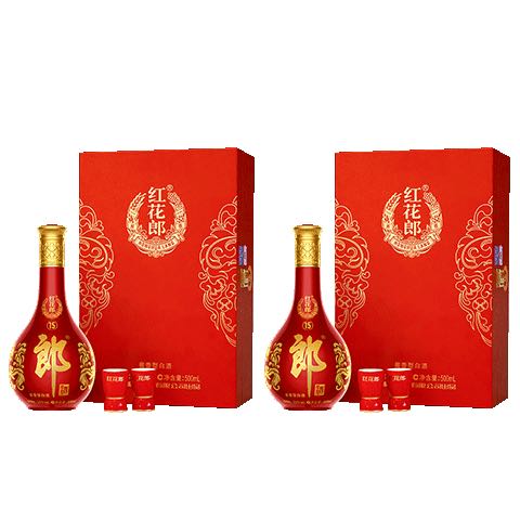 郎酒 红花郎15 酱香型白酒 53度 500mL*1瓶*2盒 礼盒装 618 囤货季 660.72元（需用