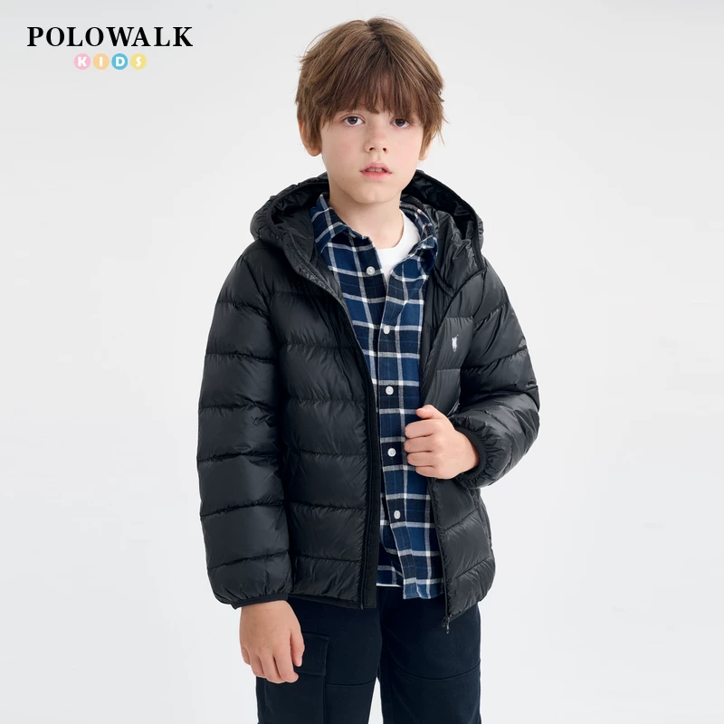 POLOWALK 童装儿童红色羽绒服连帽轻薄外套 128元正文更低价104.97元 - 清风线报