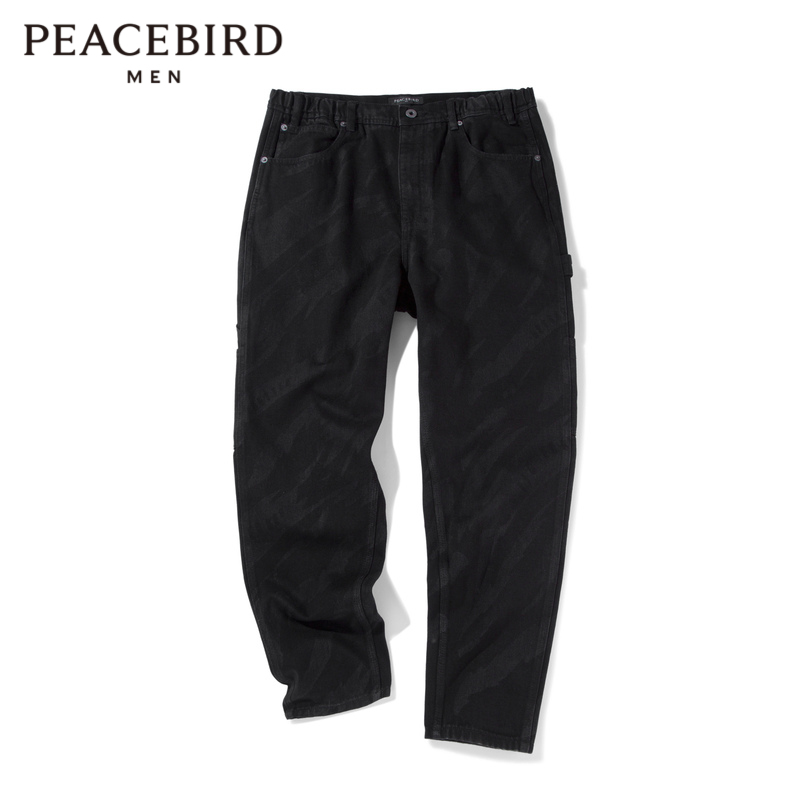 PEACEBIRD 太平鸟 暗纹时尚牛仔裤男B2HAC1E50 黑色 XXL 99元