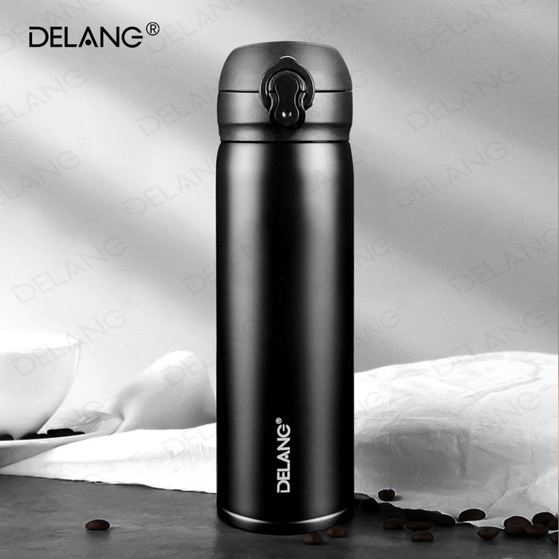 DELANG 德琅（DELANG）精选品牌弹盖热水杯DL8108不锈钢便携旅行车载保温杯男女