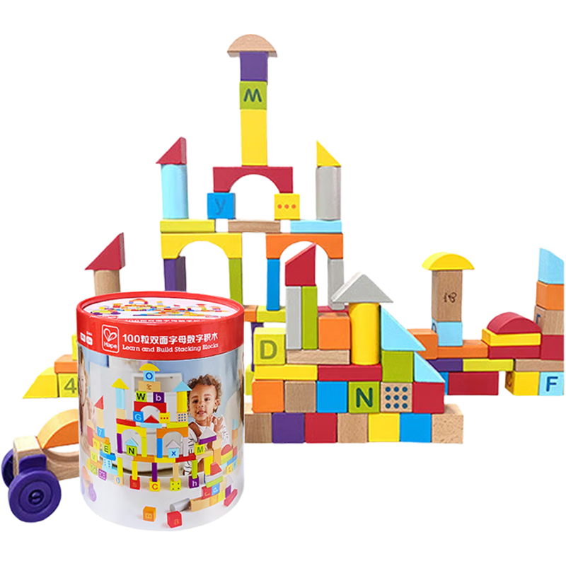 Hape 100粒双面字母字数字字彩虹拼搭积木3-6Y 87元（需用券）