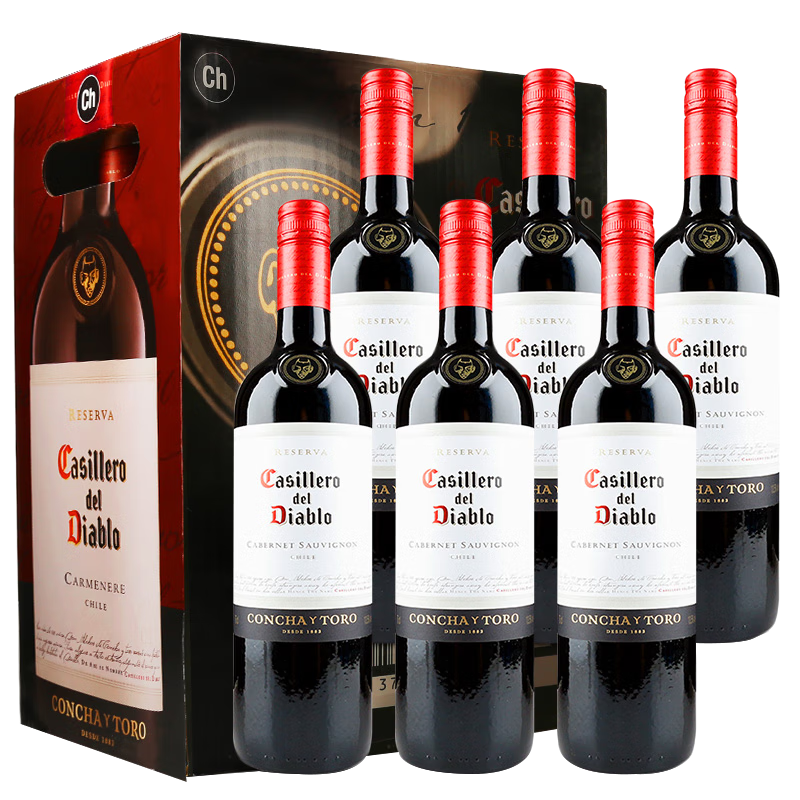 双11狂欢、plus会员：Casillero del Diablo 红魔鬼 赤霞珠 干红葡萄酒 750ml*6瓶 整