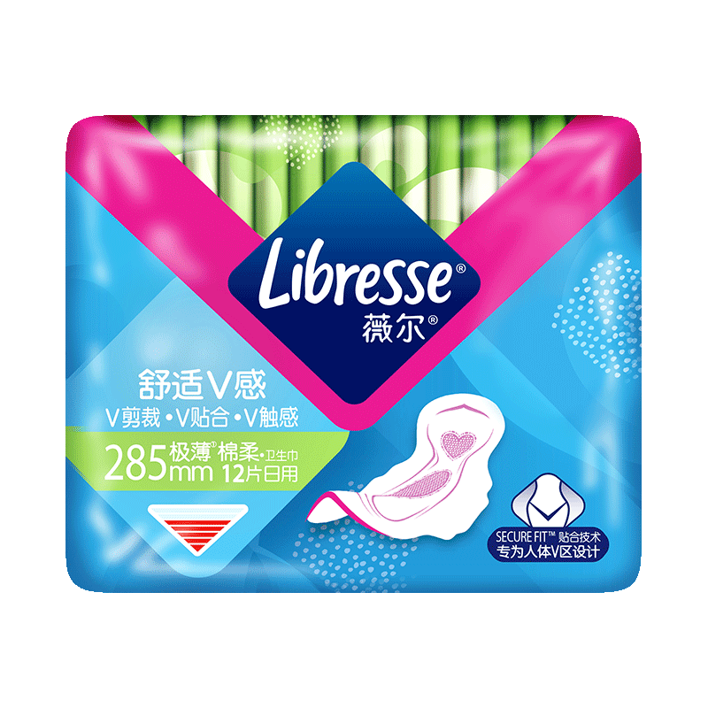 Libresse 薇尔 舒适V感285加长日用12片极薄棉柔卫生巾*4件 23.4元（需领券，合5.