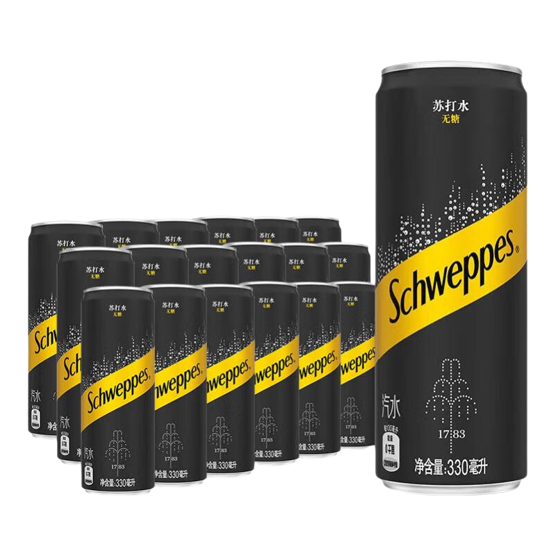 可口可乐 Schweppes 怡泉 苏打水 330ml×18罐 无糖 30.9元